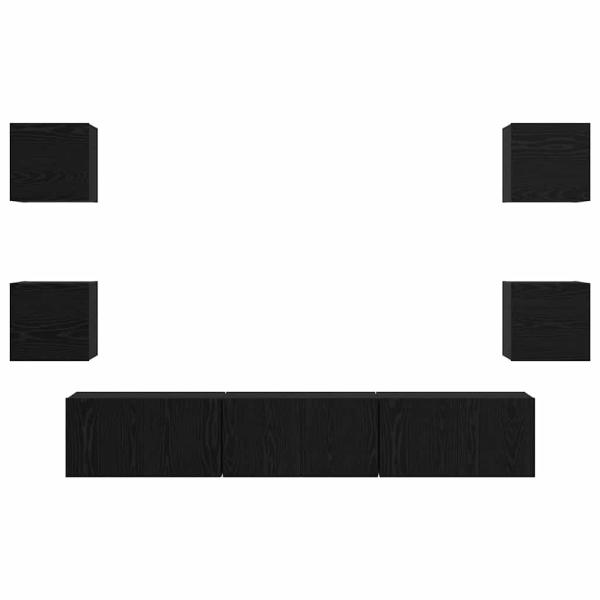 TV-Schrank-Set 7 pcs Schwarz Eiche Mittel 180 x 30 x 30 cm