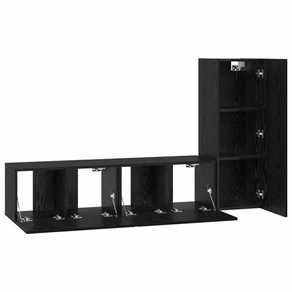 TV-Regalset mit Regal 3 pcs Schwarz Eiche S 30,5 x 30 x 90 cm