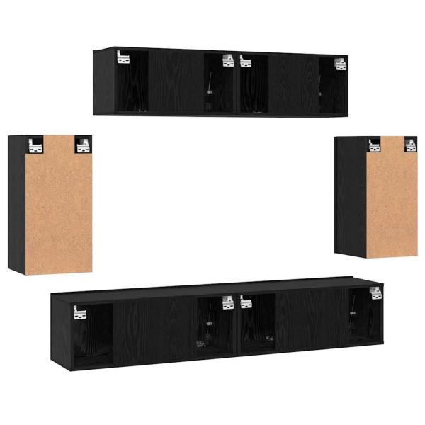 Wand TV Schrank mit Speicher mit Tür 6 pcs Schwarz Eiche Holzwerkstoff