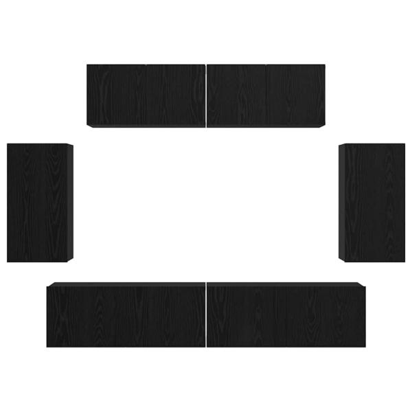 Wand TV Schrank mit Speicher mit Tür 6 pcs Schwarz Eiche Holzwerkstoff