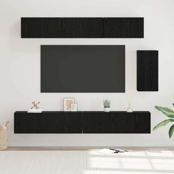 ARDEBO.de - TV-Schrank-Set mit Regal Sonstiges 6 pcs Schwarz Eiche 100 x 30 x 30 cm