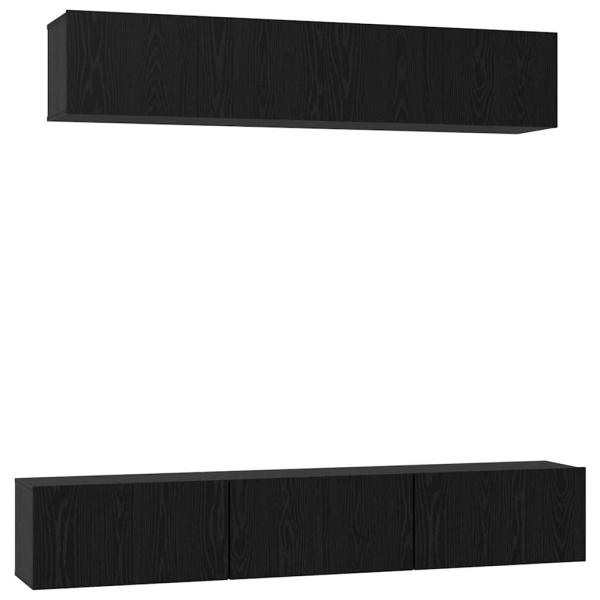TV-Schrank-Set mit Regal Sonstiges 6 pcs Schwarz Eiche 100 x 30 x 30 cm