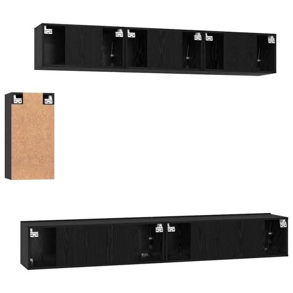 TV-Schrank-Set mit Regal Sonstiges 6 pcs Schwarz Eiche 100 x 30 x 30 cm