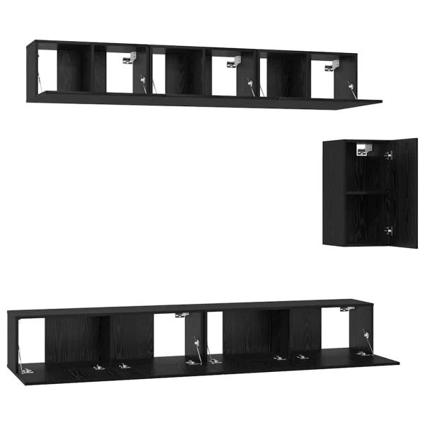 TV-Schrank-Set mit Regal Sonstiges 6 pcs Schwarz Eiche 100 x 30 x 30 cm
