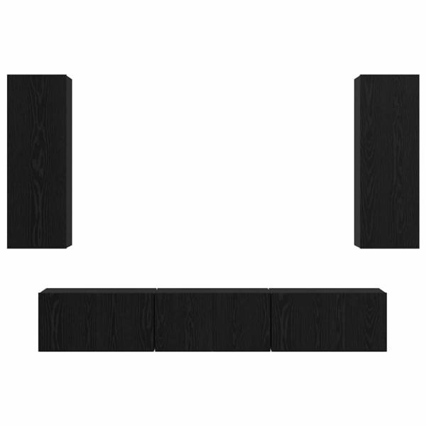 TV-Schrank-Set 5 pcs Schwarz Eiche Mittel 30,5 x 30 x 90 cm