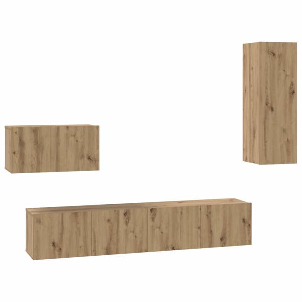 Wand TV Schrank 4 pcs Handwerklich gefertigter Eichenholz