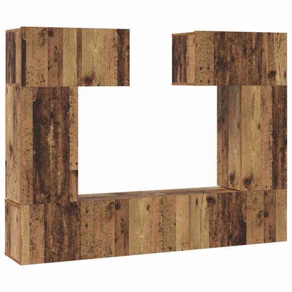 TV-Schrank-Set mit Regal mit Speicher mit Tür 6 pcs Altholz 80 x 30 x 30 cm