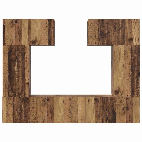 TV-Schrank-Set mit Regal mit Speicher mit Tür 6 pcs Altholz 80 x 30 x 30 cm