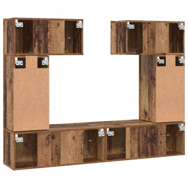 TV-Schrank-Set mit Regal mit Speicher mit Tür 6 pcs Altholz 80 x 30 x 30 cm