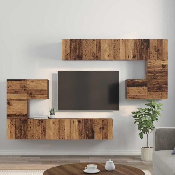 TV-Schrank-Set 8 pcs Altes Holz Mittel 30,5 x 30 x 30 cm
