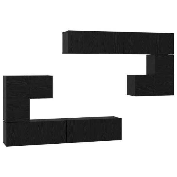 ARDEBO.de - TV-Schrank-Set mit Speicher mit Tür 8 pcs Schwarz Eiche
