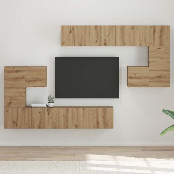 ARDEBO.de - TV-Schrank-Set 8 pcs Handwerklich gefertigter Eichenholz