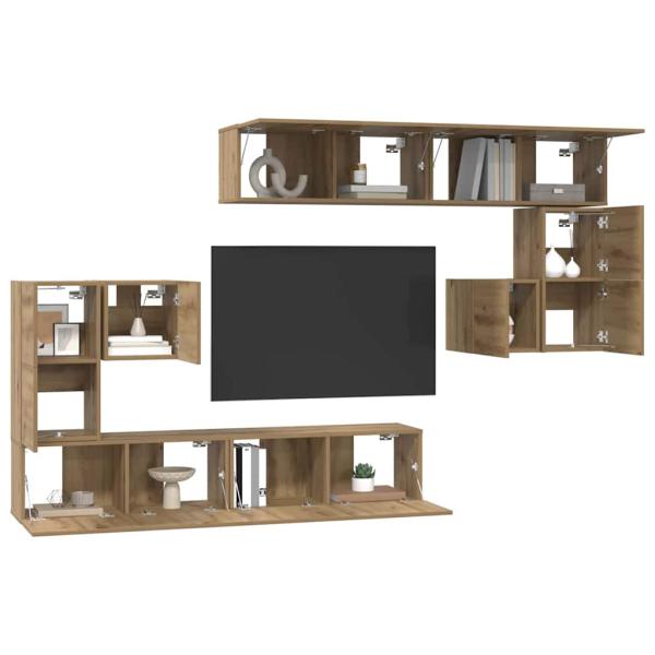 TV-Schrank-Set 8 pcs Handwerklich gefertigter Eichenholz