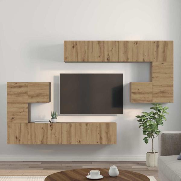 TV-Schrank-Set 8 pcs Handwerklich gefertigter Eichenholz