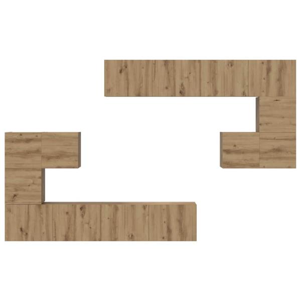 TV-Schrank-Set 8 pcs Handwerklich gefertigter Eichenholz