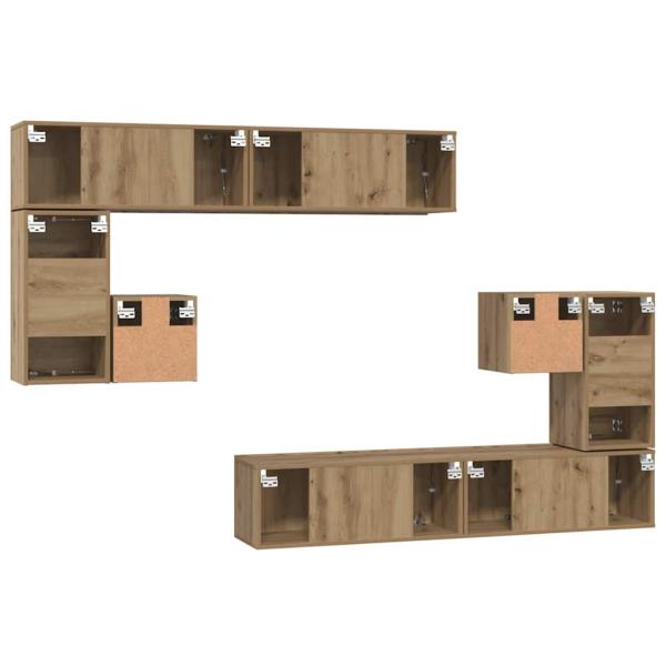 TV-Schrank-Set 8 pcs Handwerklich gefertigter Eichenholz