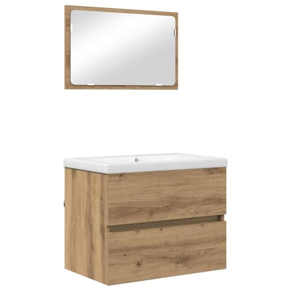Badezimmermöbel Set 3 pcs Eiche handwerklich 60 x 38.5 x 45 cm