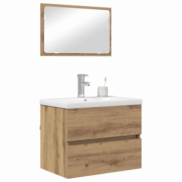 Badezimmermöbel Set 3 pcs Eiche handwerklich 60 x 38.5 x 45 cm