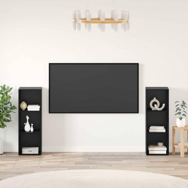 ARDEBO.de - TV-Schrank-Set mit Regal 2 pcs Schwarz Eiche 107 x 35 x 37 cm