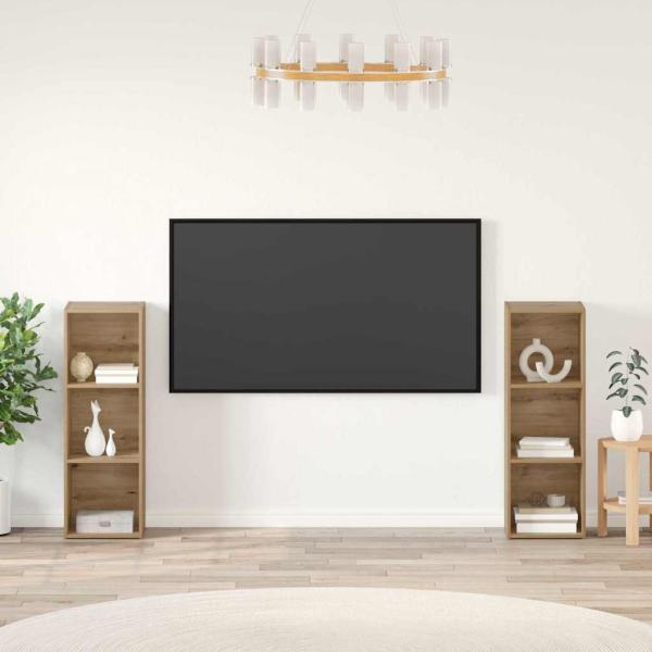 ARDEBO.de - TV-Schrank-Set 2 pcs Handwerklich gefertigter Eichenholz