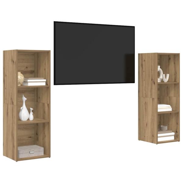 TV-Schrank-Set 2 pcs Handwerklich gefertigter Eichenholz