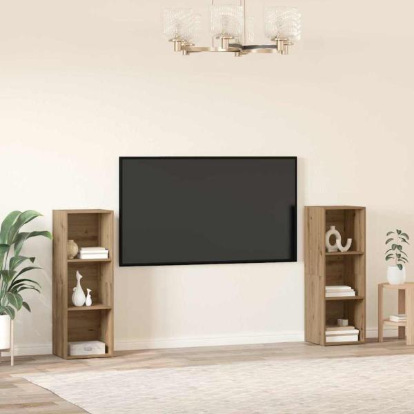 TV-Schrank-Set 2 pcs Handwerklich gefertigter Eichenholz
