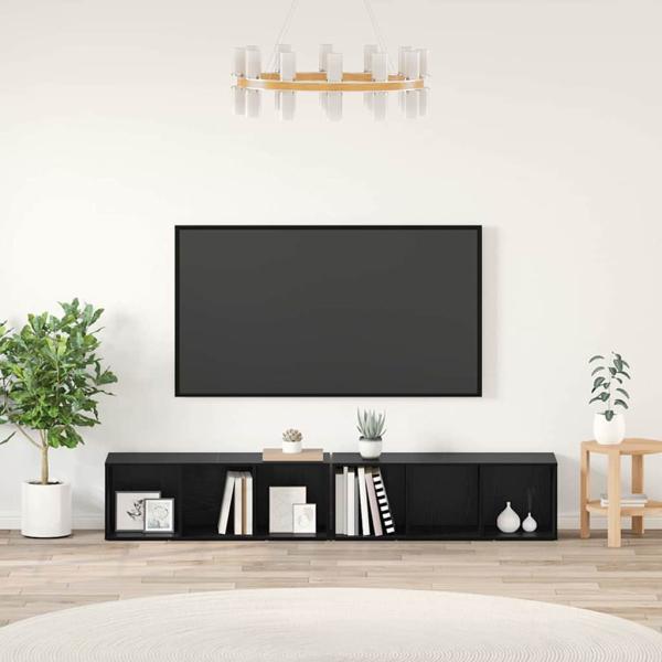 ARDEBO.de - TV-Schrank-Set 2 pcs Schwarze Eiche 37 x 35 x 107 cm