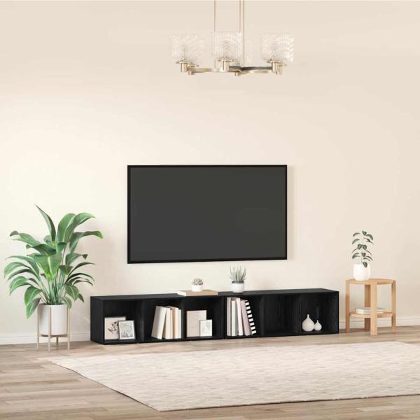 TV-Schrank-Set 2 pcs Schwarze Eiche 37 x 35 x 107 cm