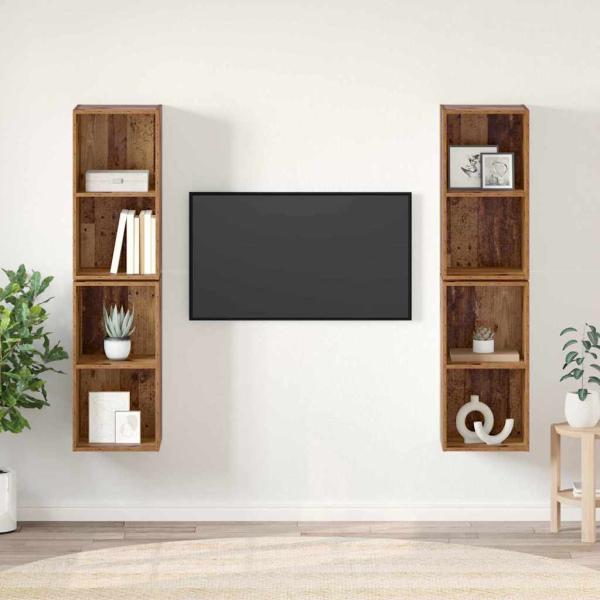 ARDEBO.de - Wand TV Schrank 4 pcs Altes Holz 37 x 37 x 72 cm Holzwerkstoff