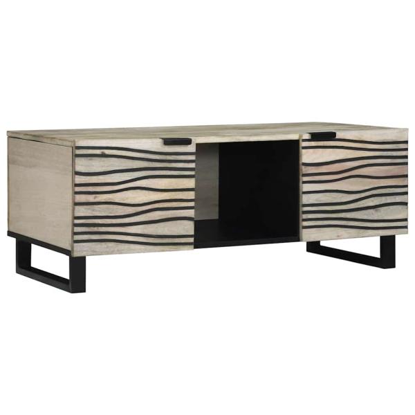 ARDEBO.de - Couchtisch mit Regal mit Speicher mit Tür Weiß, Schwarz 100 x 50 x 40 cm
