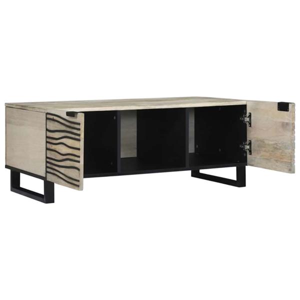 Couchtisch mit Regal mit Speicher mit Tür Weiß, Schwarz 100 x 50 x 40 cm