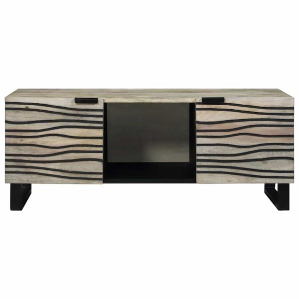 Couchtisch mit Regal mit Speicher mit Tür Weiß, Schwarz 100 x 50 x 40 cm