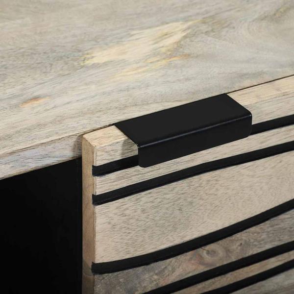 Couchtisch mit Regal mit Speicher mit Tür Weiß, Schwarz 100 x 50 x 40 cm