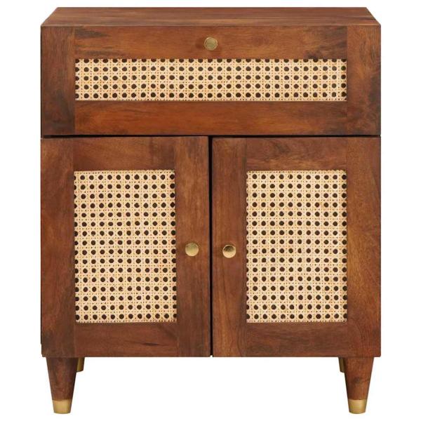 Nachttische mit Schubladen Braun Rohr und massives Mangoholz