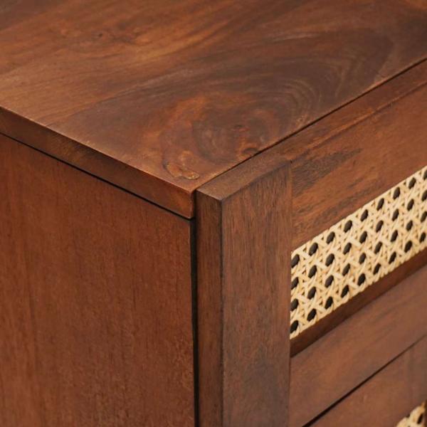 Nachttische mit Schubladen Braun Rohr und massives Mangoholz