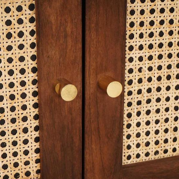 Nachttische mit Schubladen Braun Rohr und massives Mangoholz