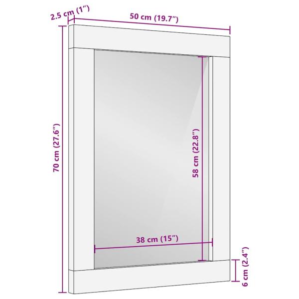 Spiegel Braun, Silber 50 x 2,5 x 70 cm Massives Mangoholz, Glas