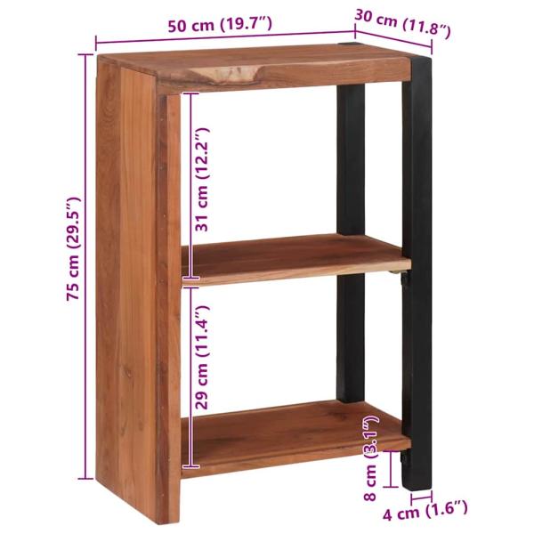 Bücherregal 80 x 30 x 110 cm Massives Akazienholz