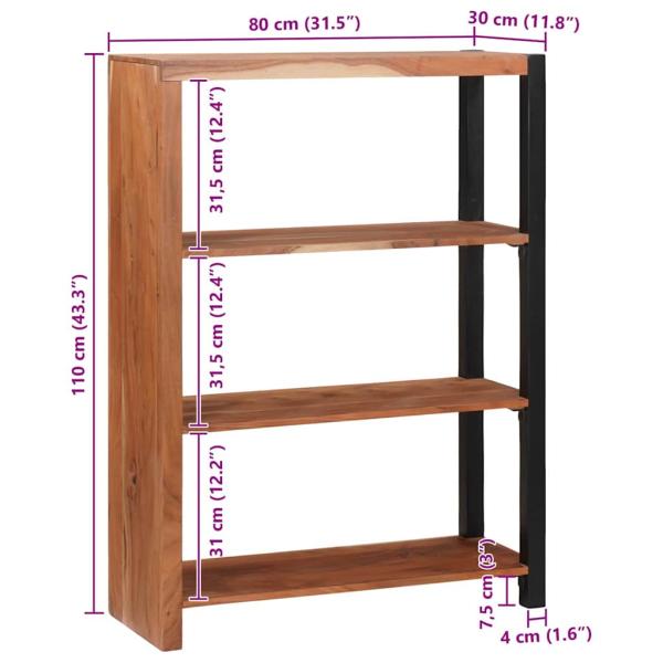 Bücherregal 80 x 30 x 110 cm Massives Akazienholz