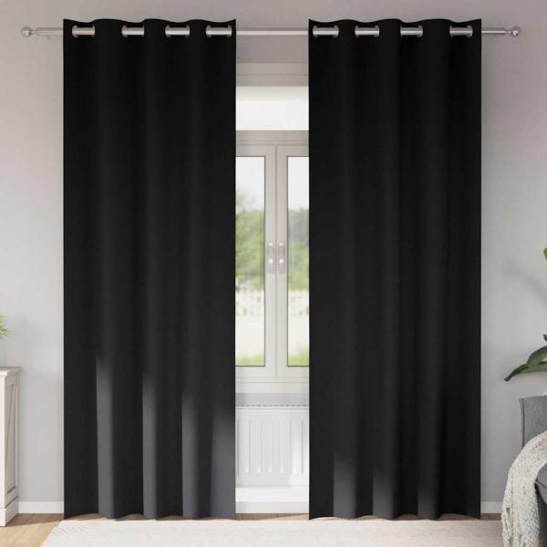 ARDEBO.de - Vorhänge mit Vorhängen 2 pcs Schwarz 225 x 140 cm Polyester