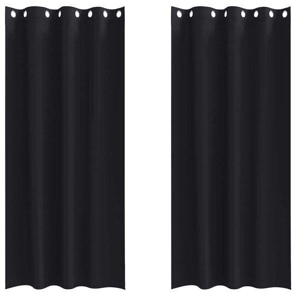 Vorhänge mit Vorhängen 2 pcs Schwarz 225 x 140 cm Polyester