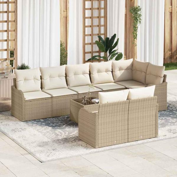 ARDEBO.de - 9-tlg. Garten-Sofagarnitur mit Kissen Braun Poly Rattan
