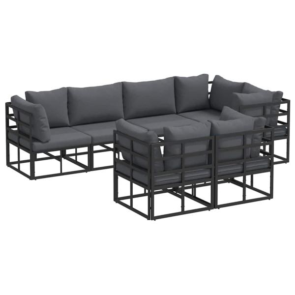 Garten-Sofa-Set 7 pcs Schwarz 283 x 143 x 71 cm Aluminium
