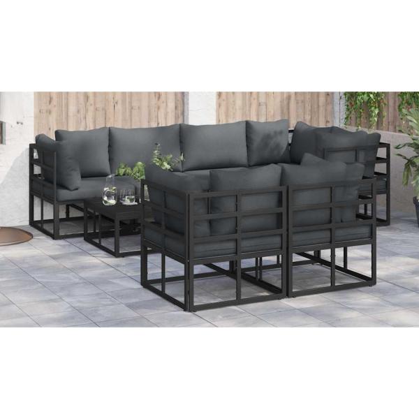 Garten-Sofa-Set 7 pcs Schwarz 283 x 143 x 71 cm Aluminium