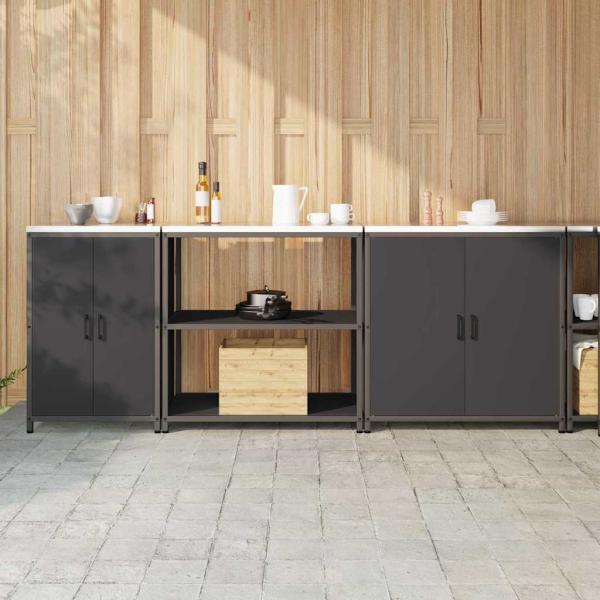 ARDEBO.de - Küchenaufbewahrungsset mit Regal Sonstiges 3 pcs Schwarz 210 x 50 x 92 cm