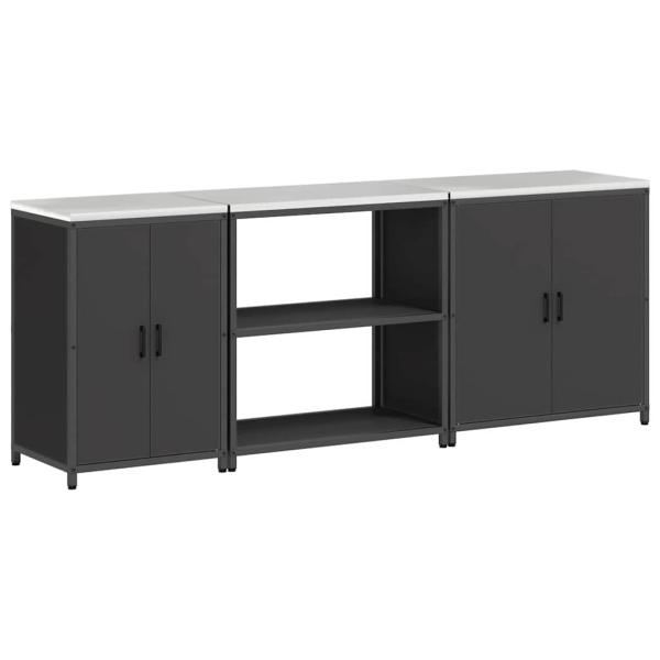 Küchenaufbewahrungsset mit Regal Sonstiges 3 pcs Schwarz 210 x 50 x 92 cm