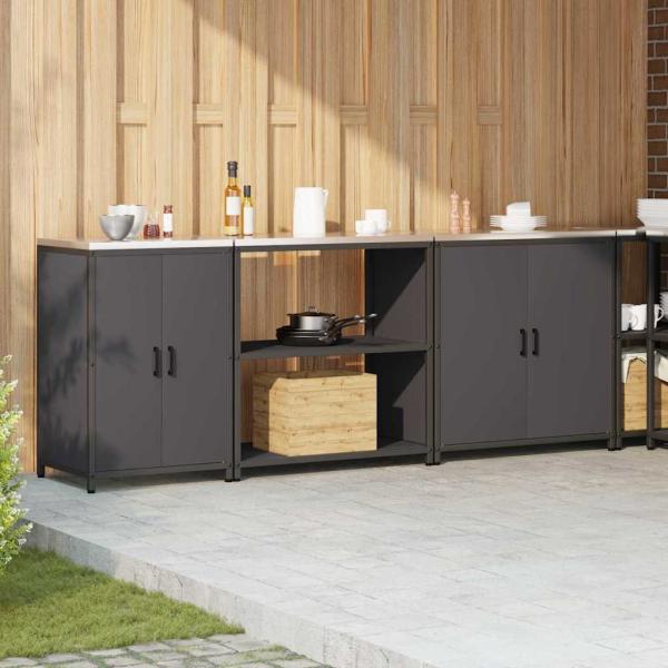 Küchenaufbewahrungsset mit Regal Sonstiges 3 pcs Schwarz 210 x 50 x 92 cm