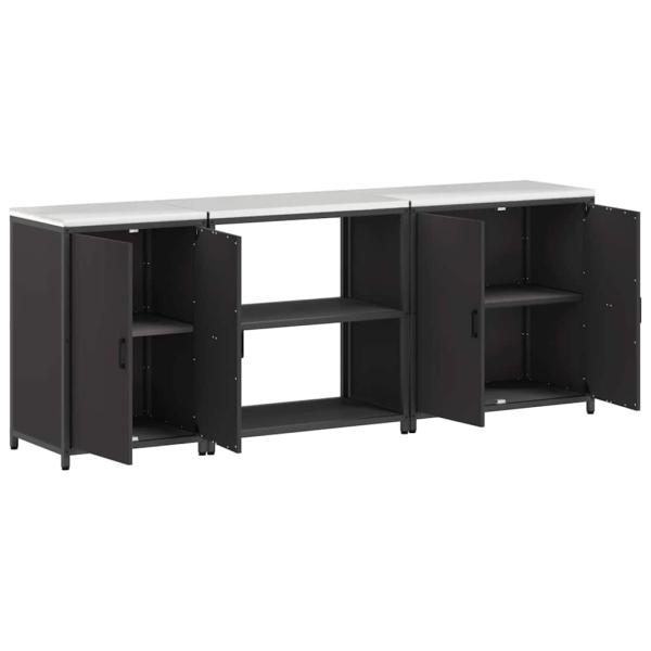 Küchenaufbewahrungsset mit Regal Sonstiges 3 pcs Schwarz 210 x 50 x 92 cm