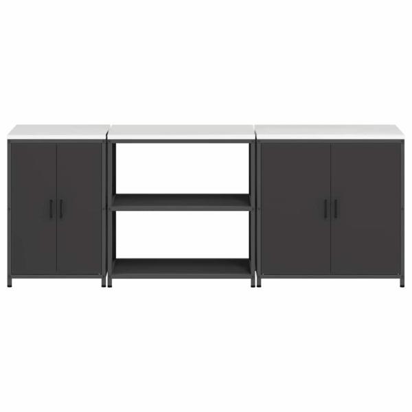 Küchenaufbewahrungsset mit Regal Sonstiges 3 pcs Schwarz 210 x 50 x 92 cm
