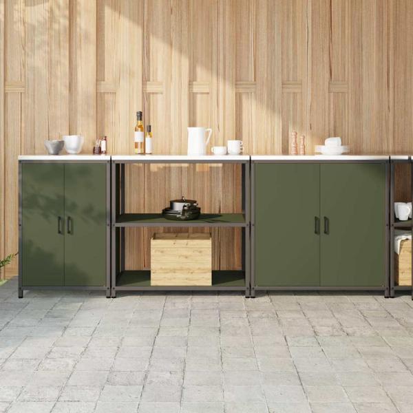ARDEBO.de - Küchenaufbewahrungsset 3 pcs Olive Grün 210 x 50 x 92 cm